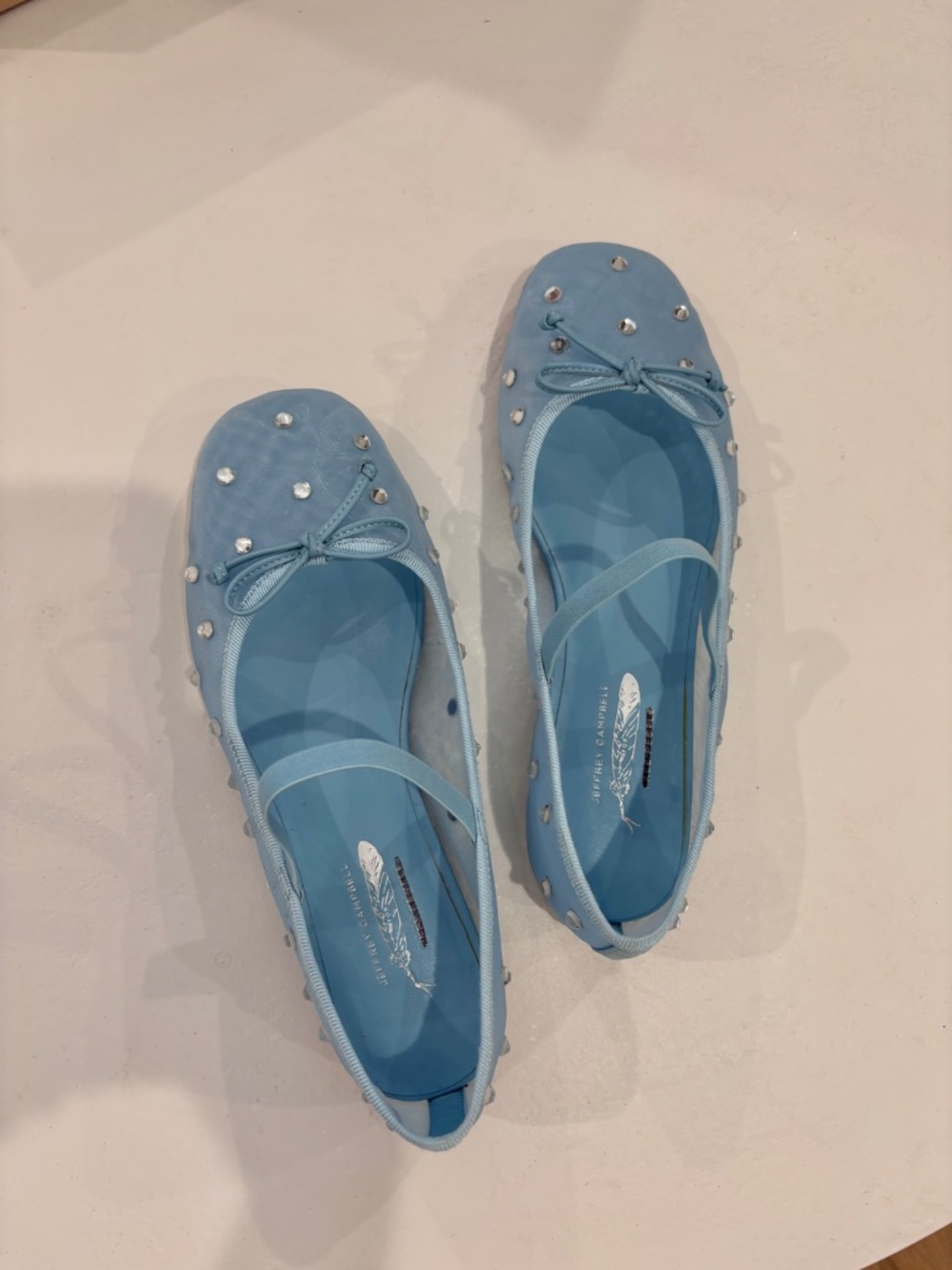BRAND NEW Sky Blue Jeffrey Campbell SwanLake Embellished Mary-Jane Ballet Flats - Picture 4 of 5